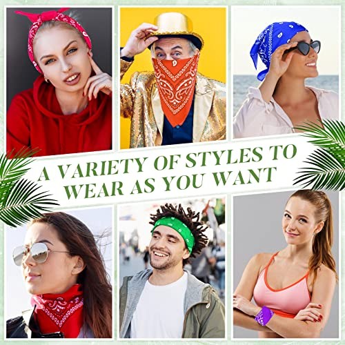 100 Pack Bandanas Unisex Paisley Bandanas Bulk Multi Purpose Multicolor Stylish