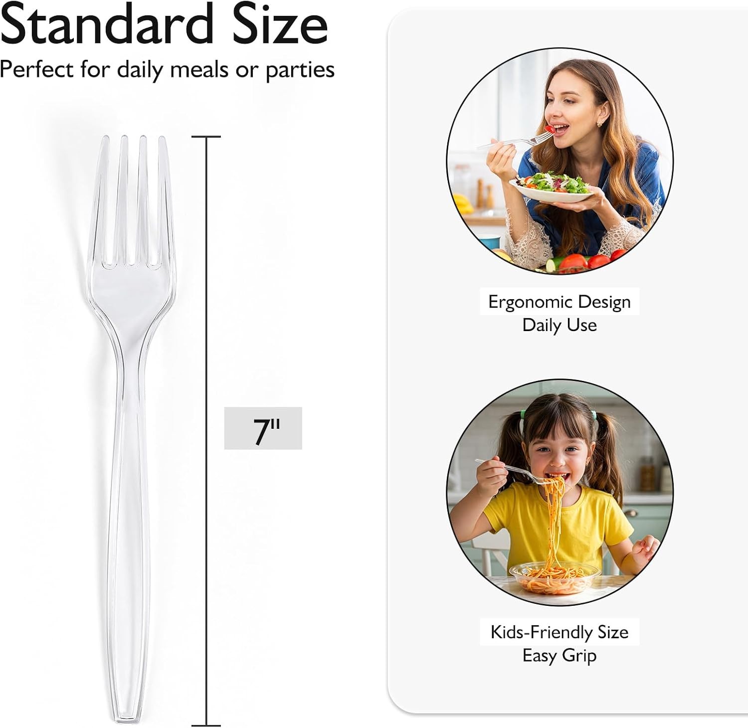 100 Count] Clear Plastic Forks Heavy Duty, Premium Disposable Forks, Durable