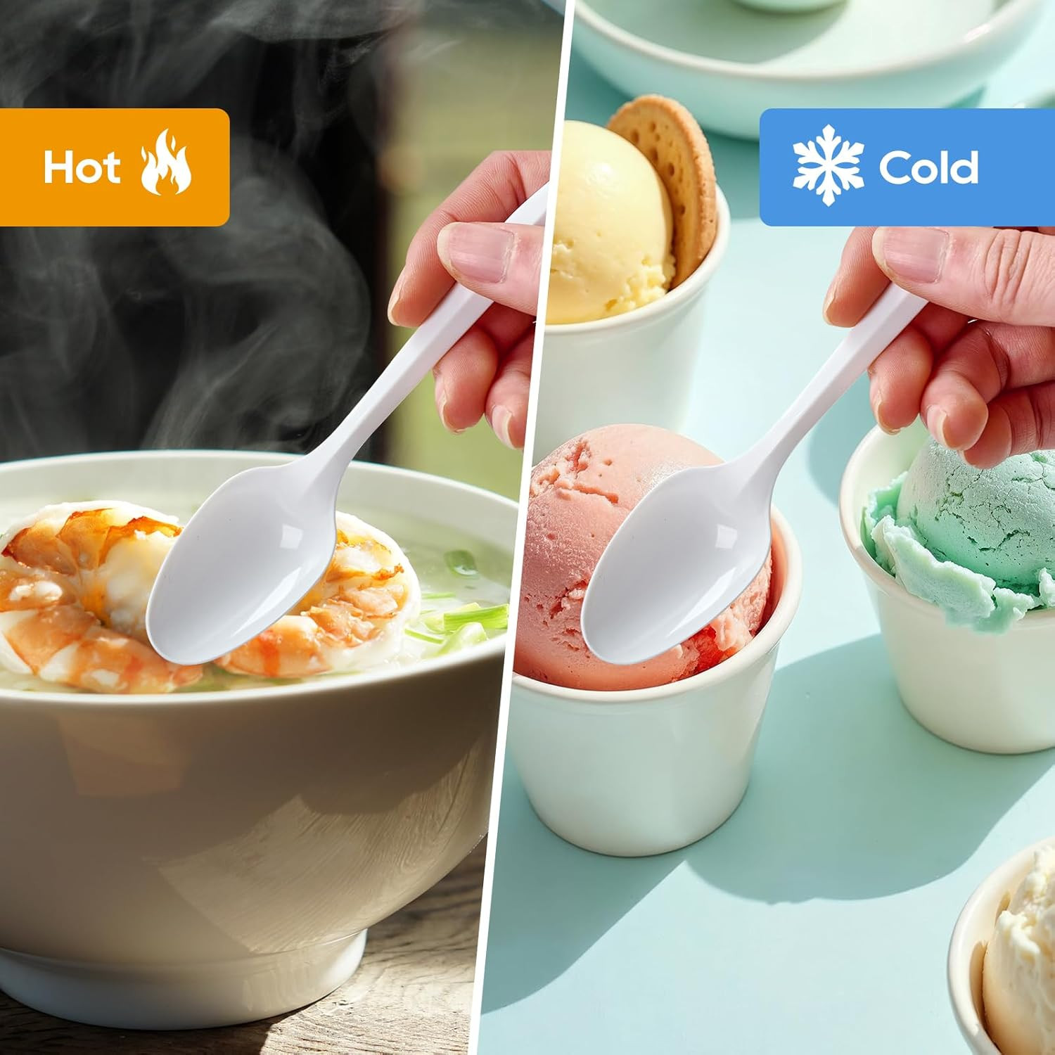 1500 Pack Disposable Plastic Teaspoons Bulk, White Plastic Dessert Spoons for Ic