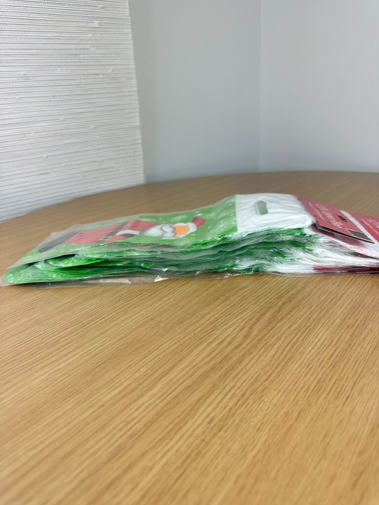 NOS 10 LOT Christmas Goody Bags 12pk Santa Party Zipper Closure Kids Party