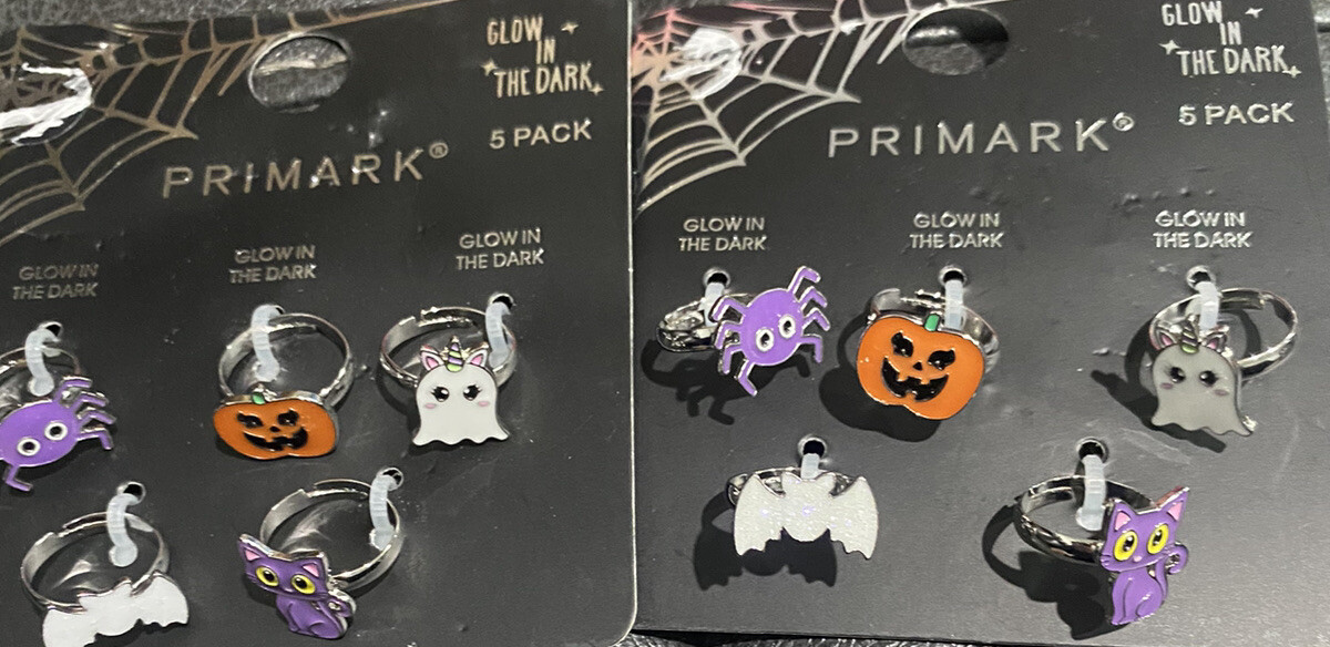 2 Packs Halloween Pumpkin, Spider Rings Glow in the Dark, 5 Per Pack
