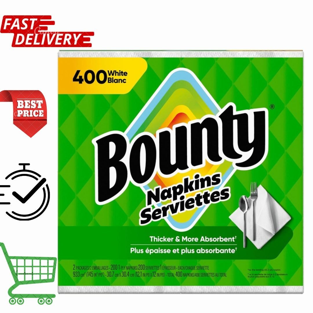 400 count bounty paper napkins white new free Fast Shipping USA