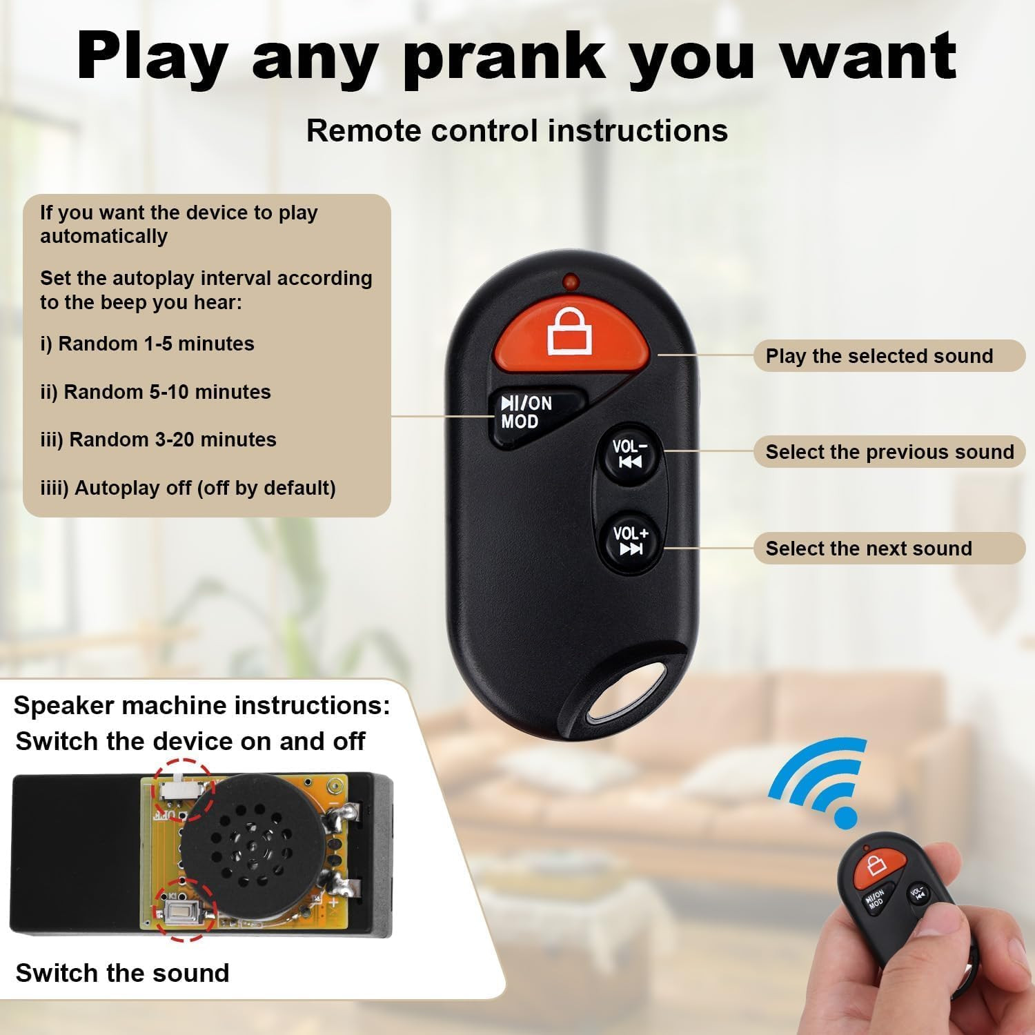 Remote Controlled Prank Noise Maker Sets, Fart Cricket Noise Makers Hidden Prank