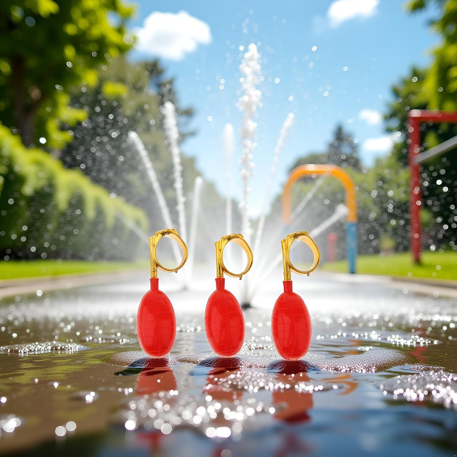 3Pcs Golden and Red Water Squirt Toys Water Spray Ring Tricky Toy Spoof April Fo