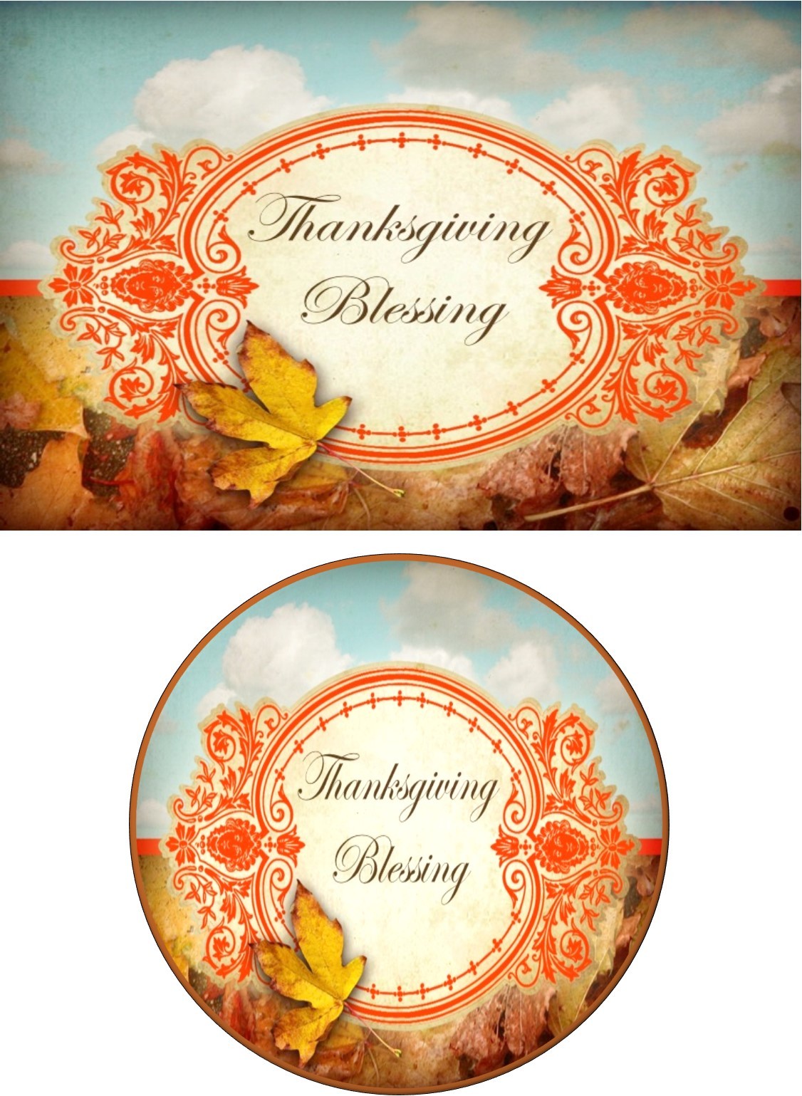 THANKSGIVING CAKE TOPPER EDIBLE IMAGE CUSTOM/PERSONALIZED (ENGLISH/SPANISH)