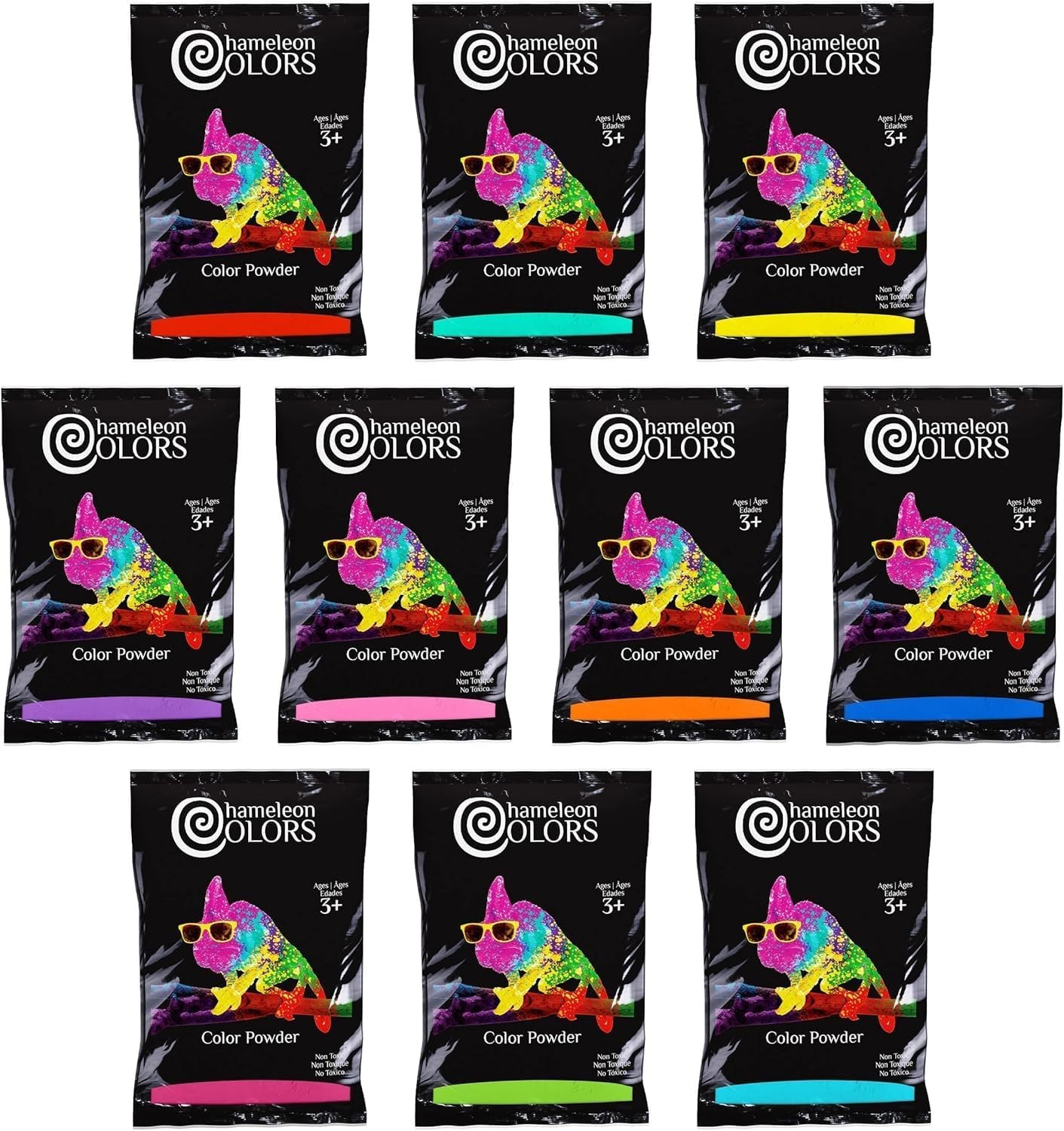 Chameleon Colors 1 lb. Bags of Color Powder – 10 Pack – 10 Vibrant Rainbow Color