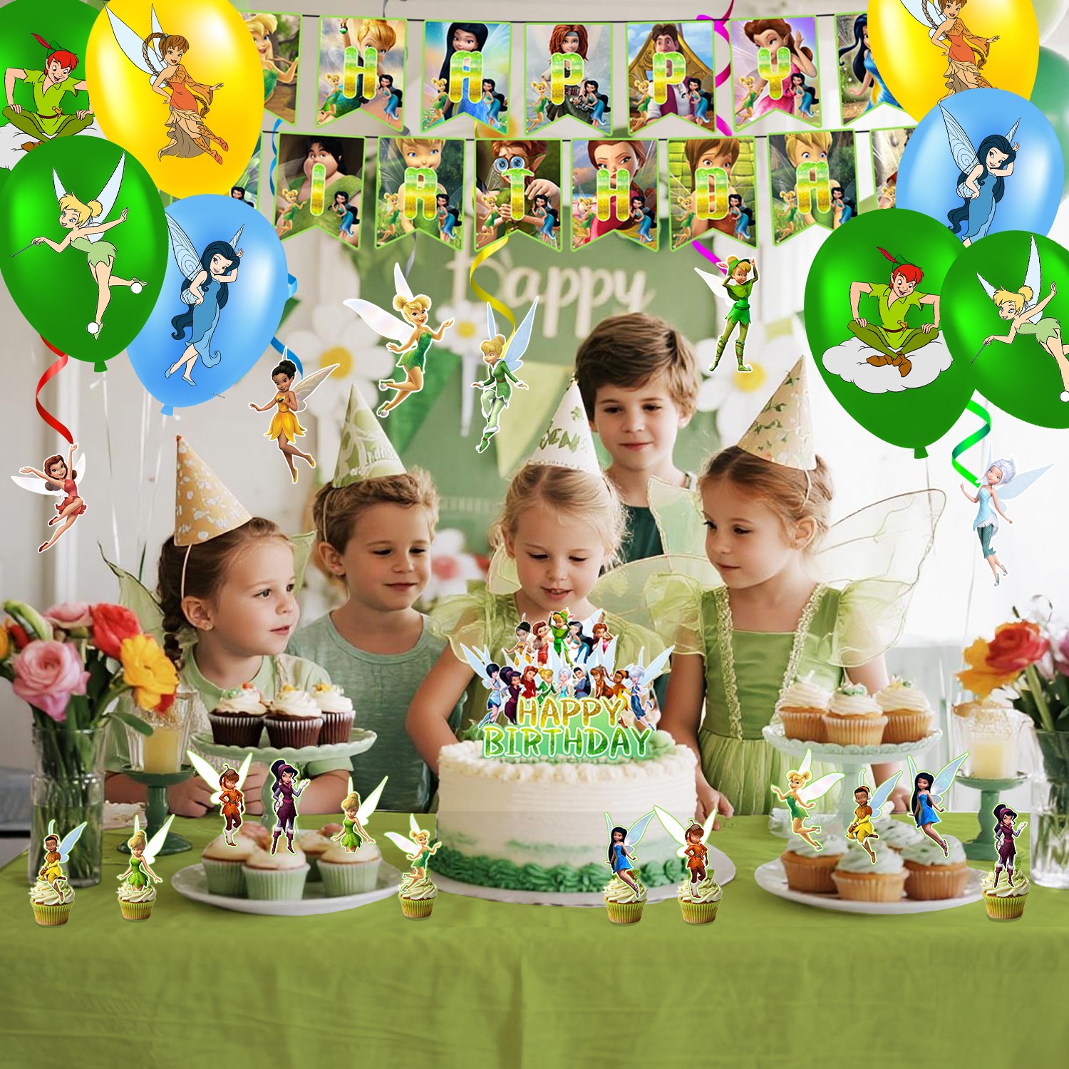 33 Pcs Tinker Bell Party Decoration Tinkerbell Birthday Supplies Balloons Banner