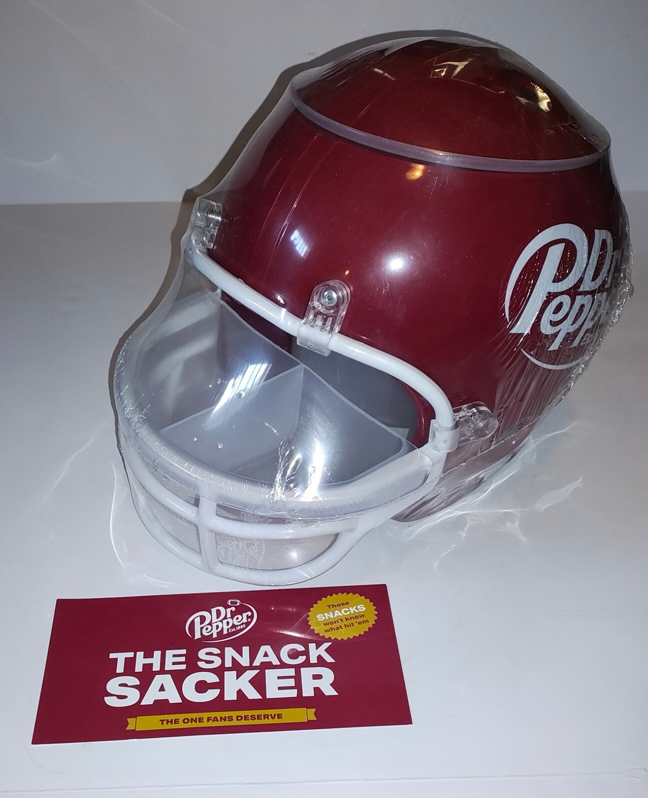New Sealed Dr Pepper Snack Chips & Dip Football Helmet Bowl Limited edition