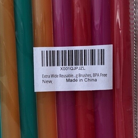 Lot of 24 Extra Wide Reusable Plastic Straws + 6 Brushes BPA Free Various Colors