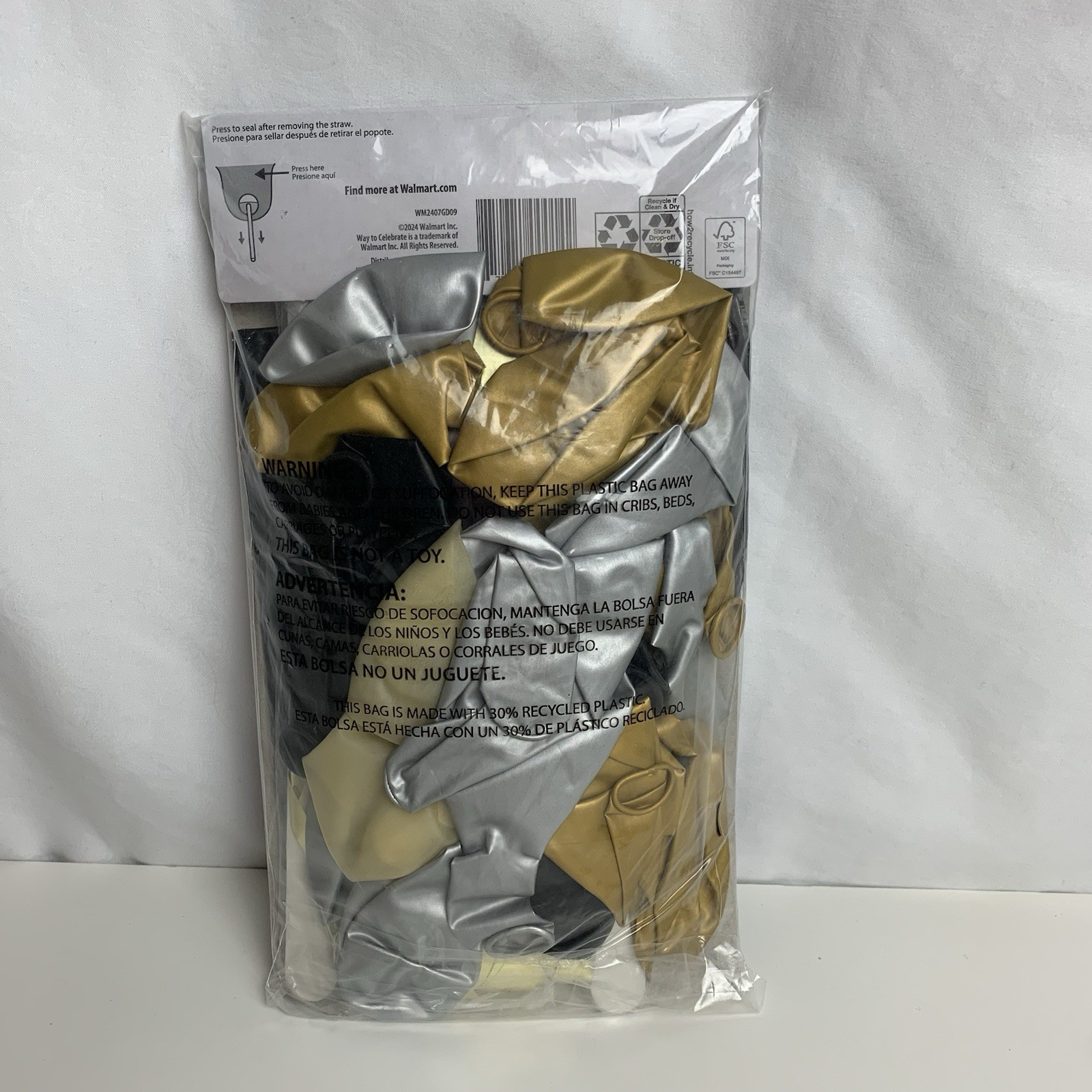 Way To Celebrate! Black Gold Silver Balloons Kit All Occasion Graduate NWOT