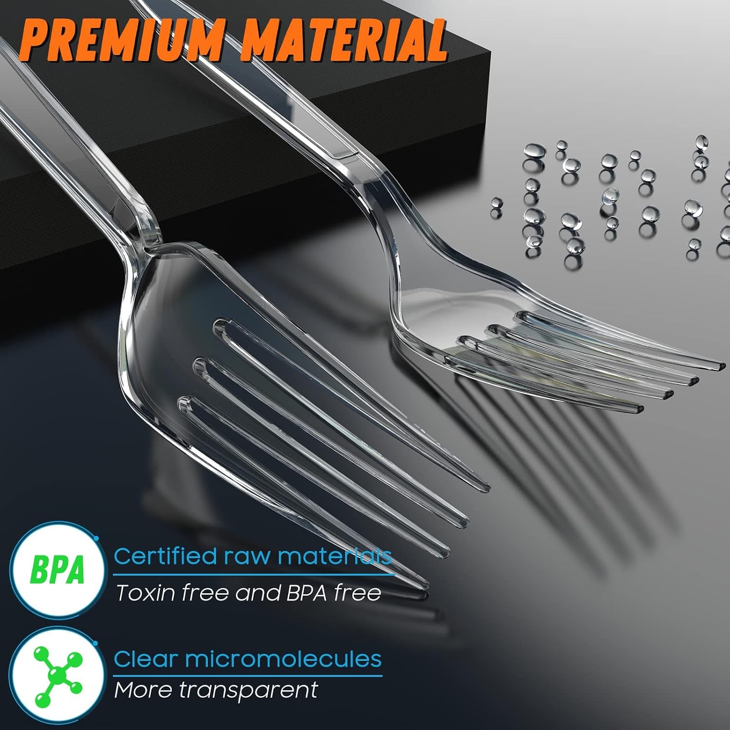 7.1″ Clear Plastic Forks Heavy Duty with Heat Resistant & BPA Free, Solid and