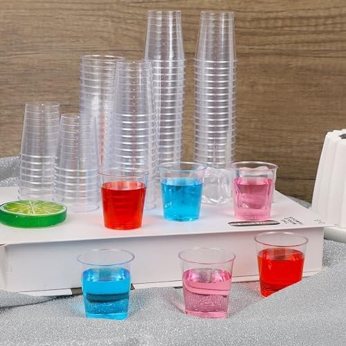 500 Shot Glasses, 1oz Clear Plastic Disposable Hard Cups, Mini Cups Great Contai