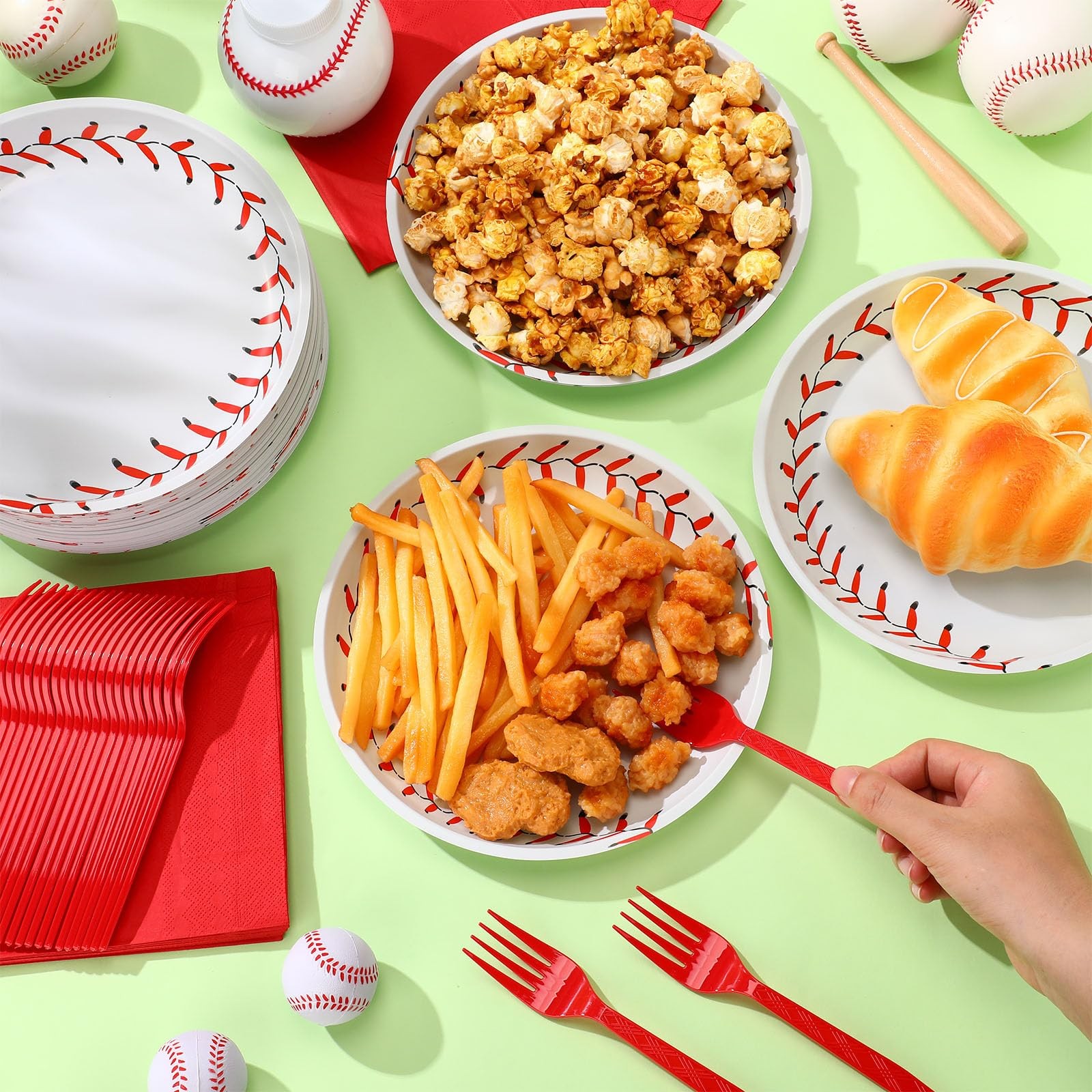 180 Pcs Plastic Baseball Paper Plates and Napkins Set Baseball Party Supplies…