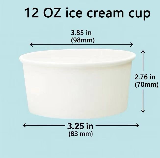 100 Pack 12oz Paper Ice Cream Cups Bulk – Disposable Dessert Yogurt Soup Bowls