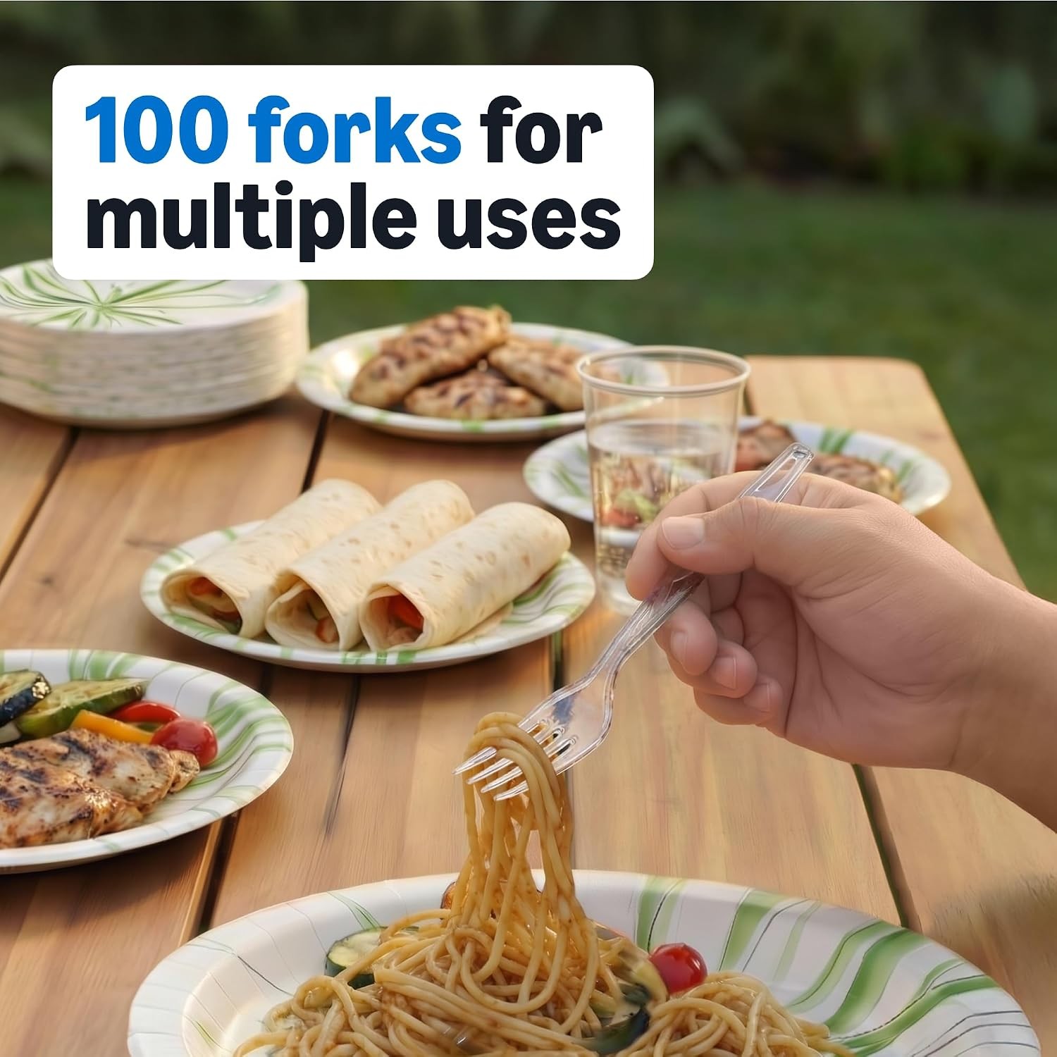 Disposable Clear Plastic Forks, Premium Quality, 100 Count, Large Pack,