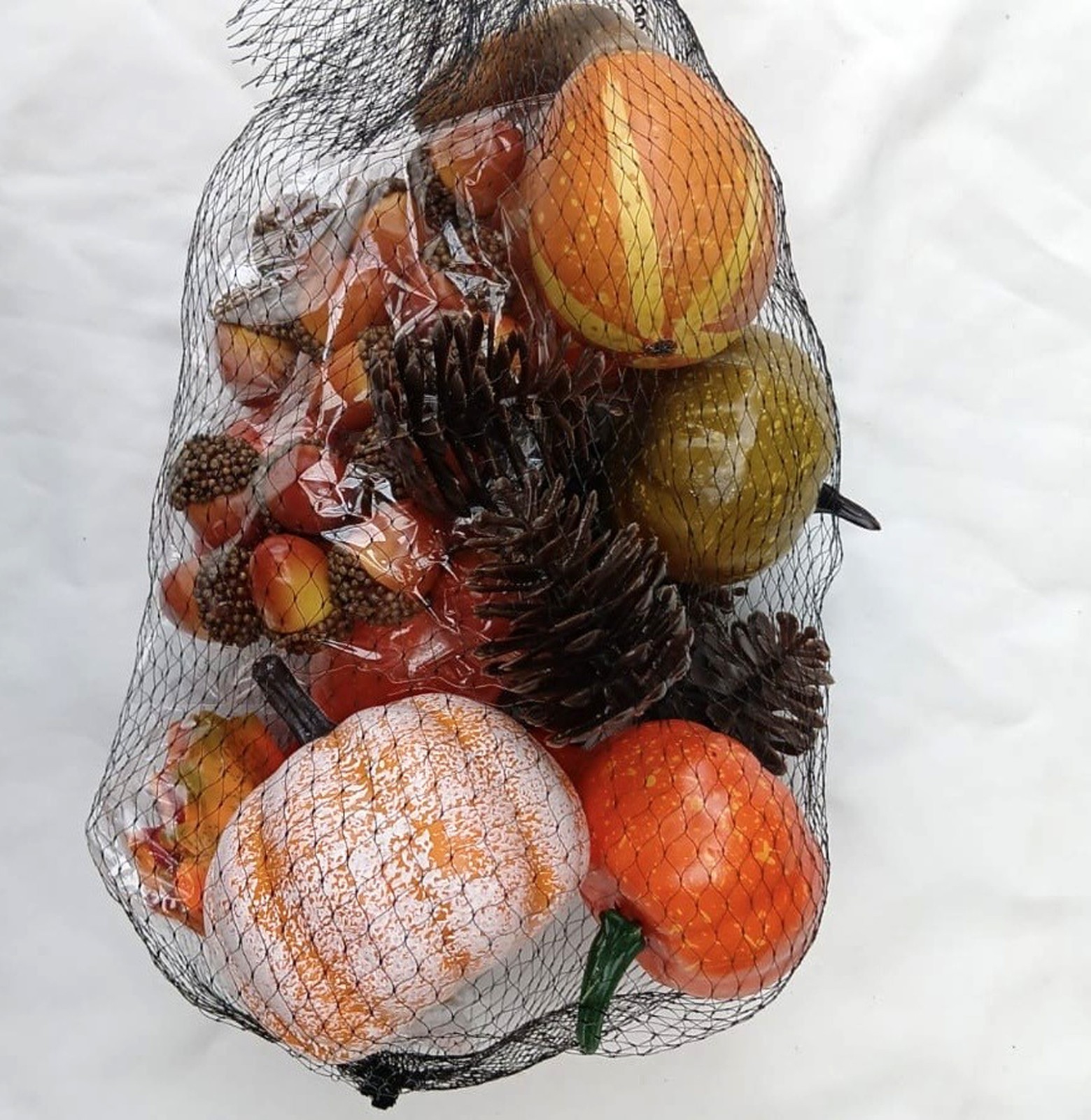 128pc Rustic Pumpkin Decoration Set Artificial Pumpkins Leaves Acorns Pinecones