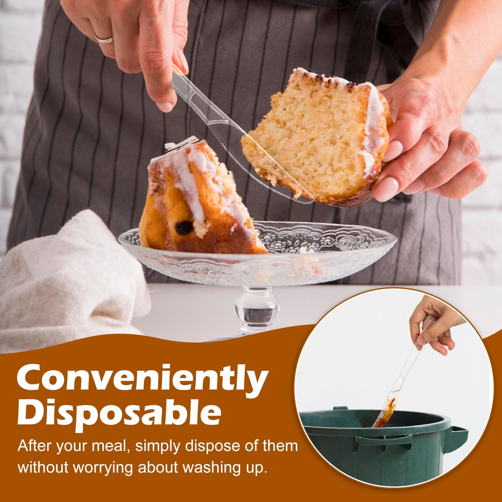200 Pieces Clear Plastic Knives Heavy Duty Disposable -, BPA-Free, Heat Resis