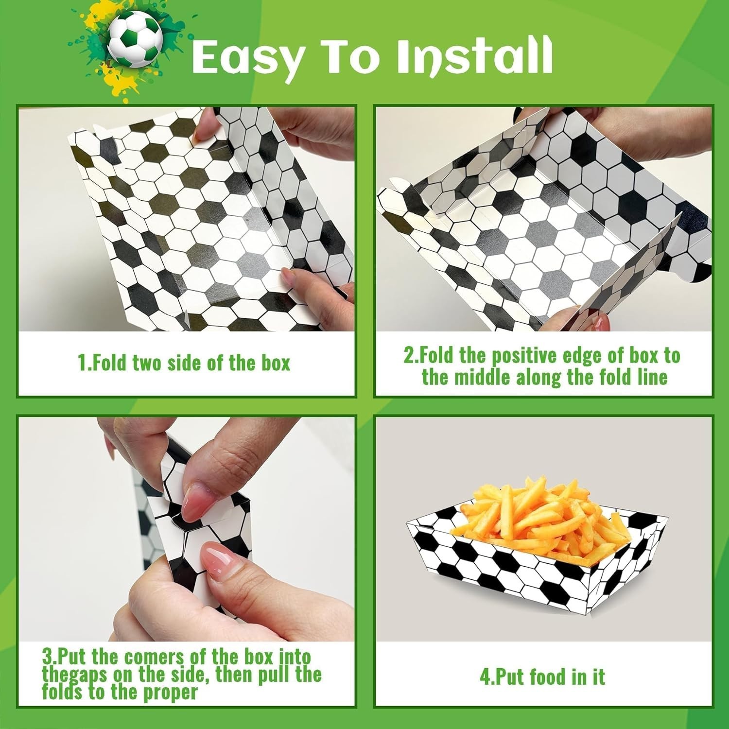 Soccer Paper Food Trays 60 Pcs 2lb Disposable Food Boats for Sport Birthday E…