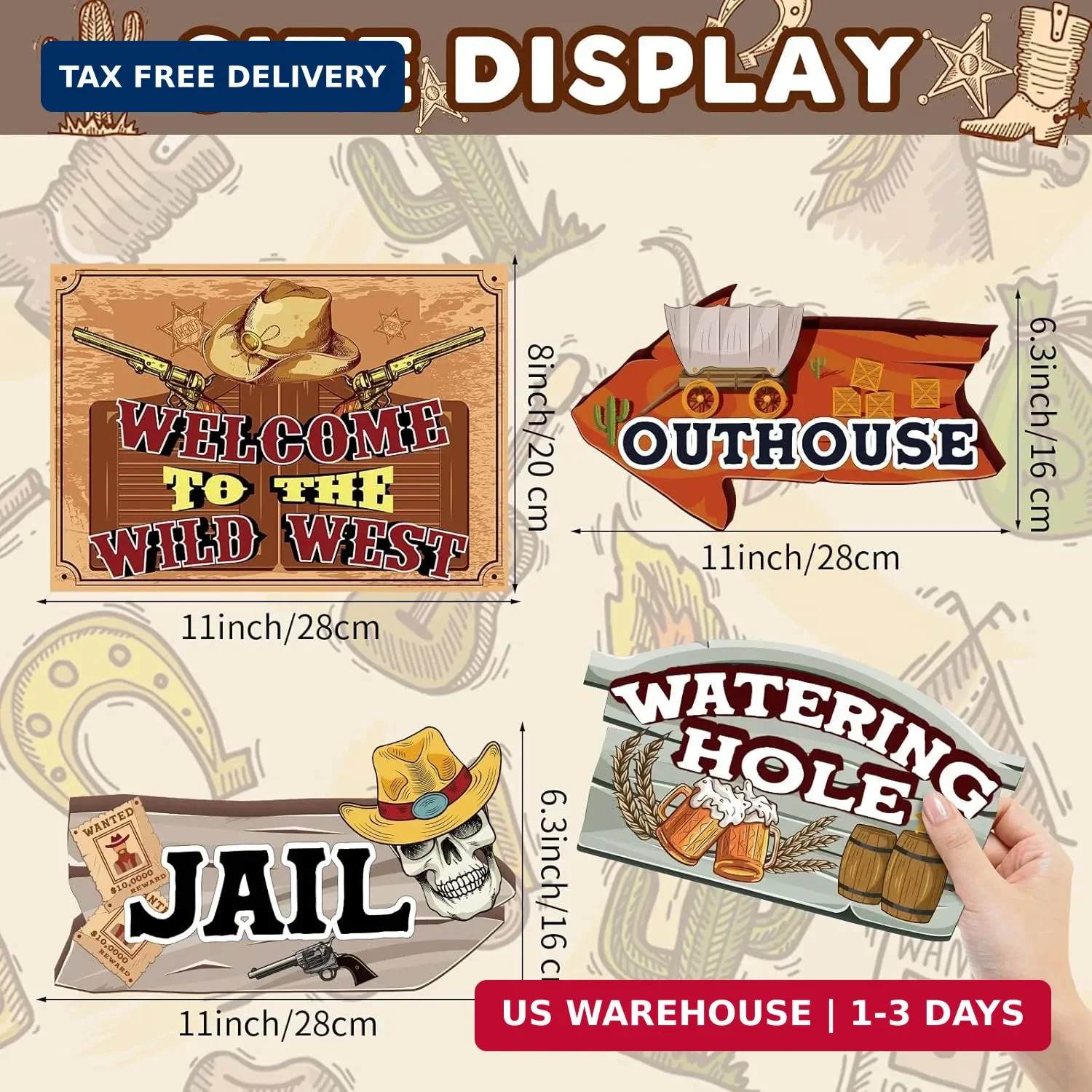 Hooqict Western Birthday Party Decorations 20 Pieces Cowboy Themed Party Signs W