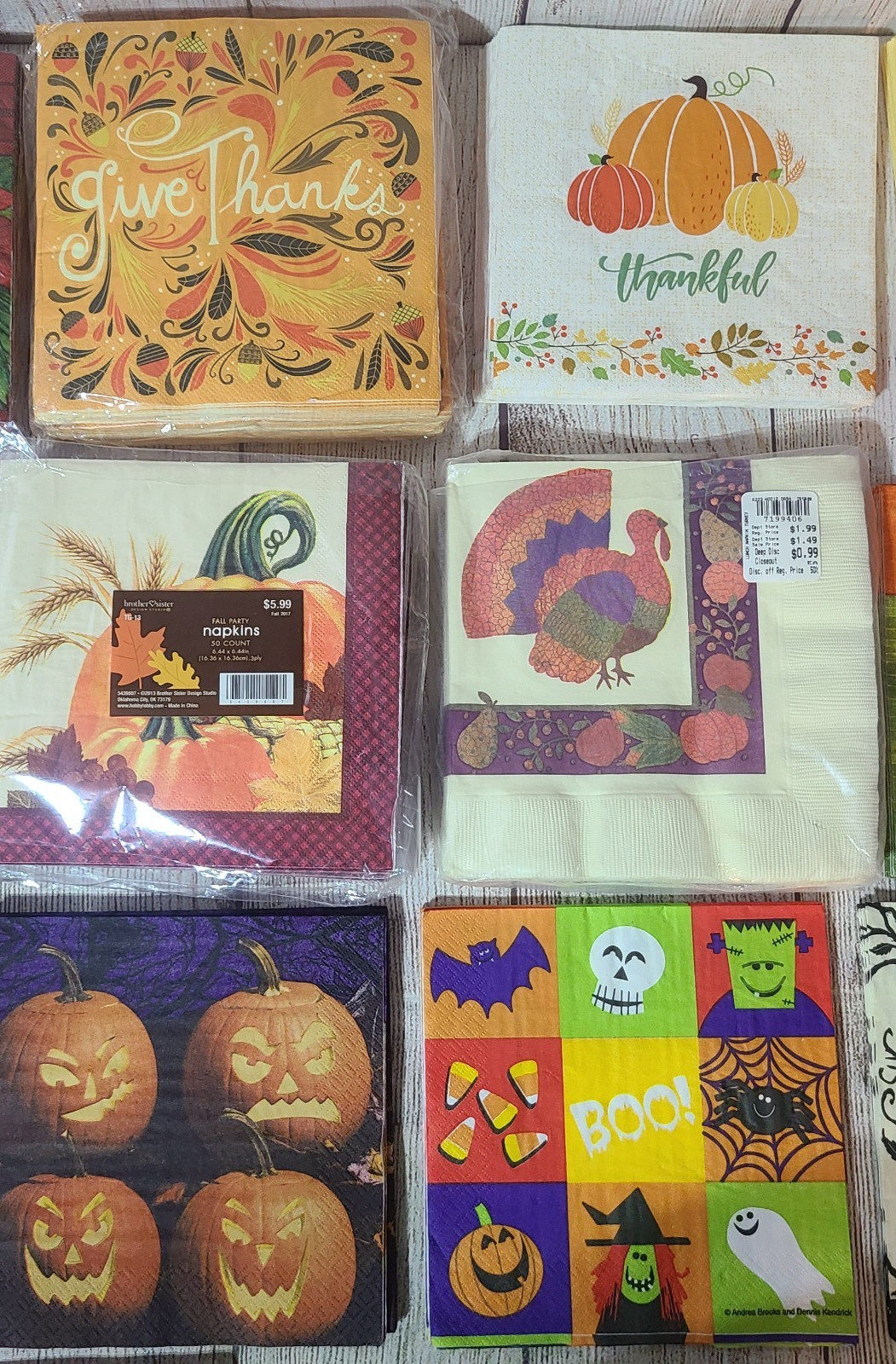 Paper Napkin Large Mixed Lot 16 Patterns Christmas Fall Harvest Halloween Hearts