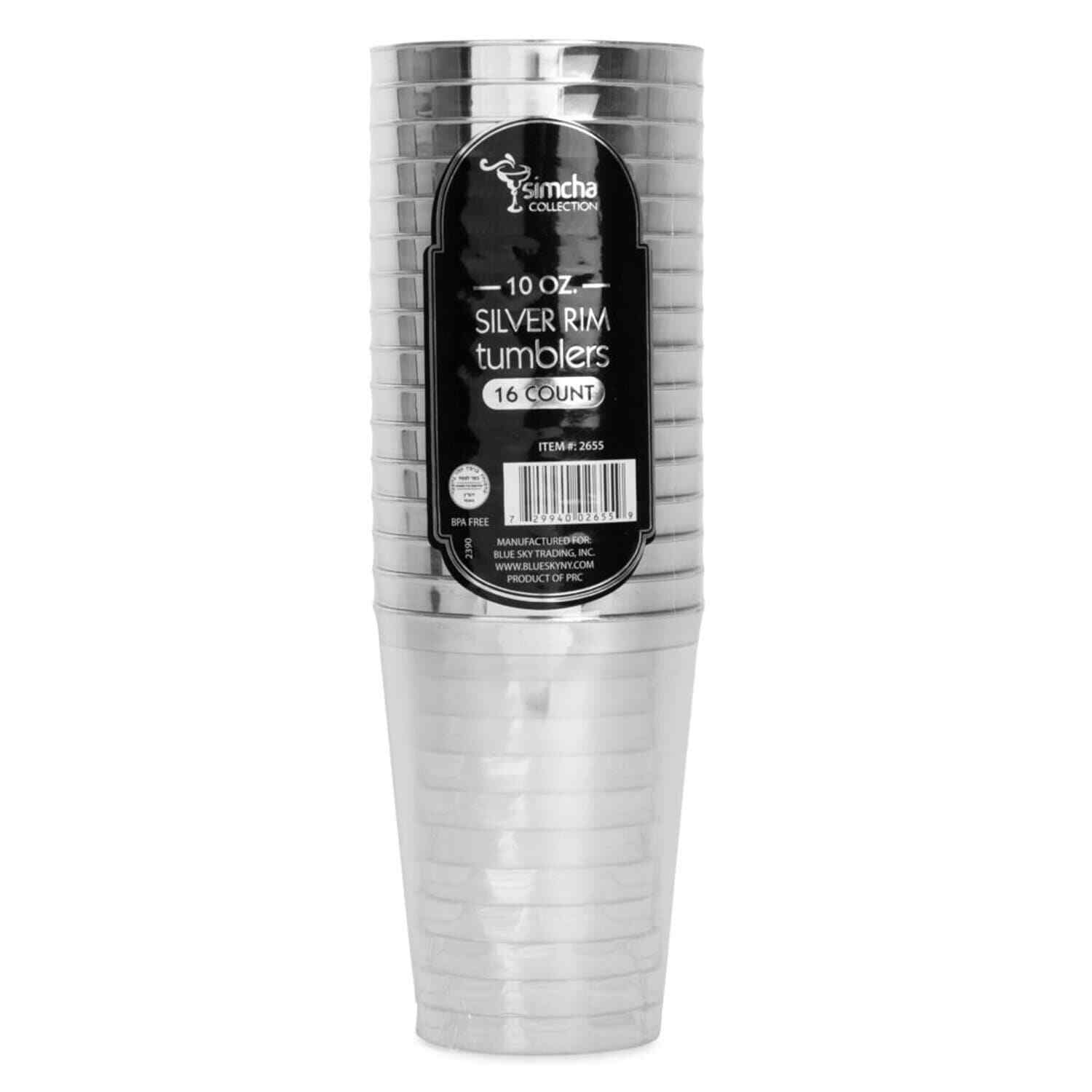 Silver Rim Clear Elegant Heavy Quality Plastic Tumbler Party 10 Oz Cups