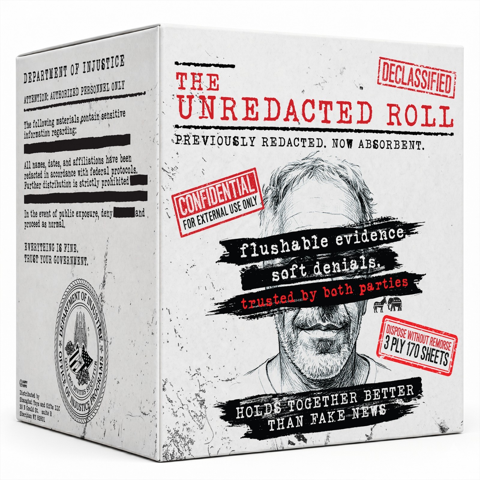 Unredacted Roll, Epstein List on Roll of Toilet Paper, Full Color, 170, 3-Ply