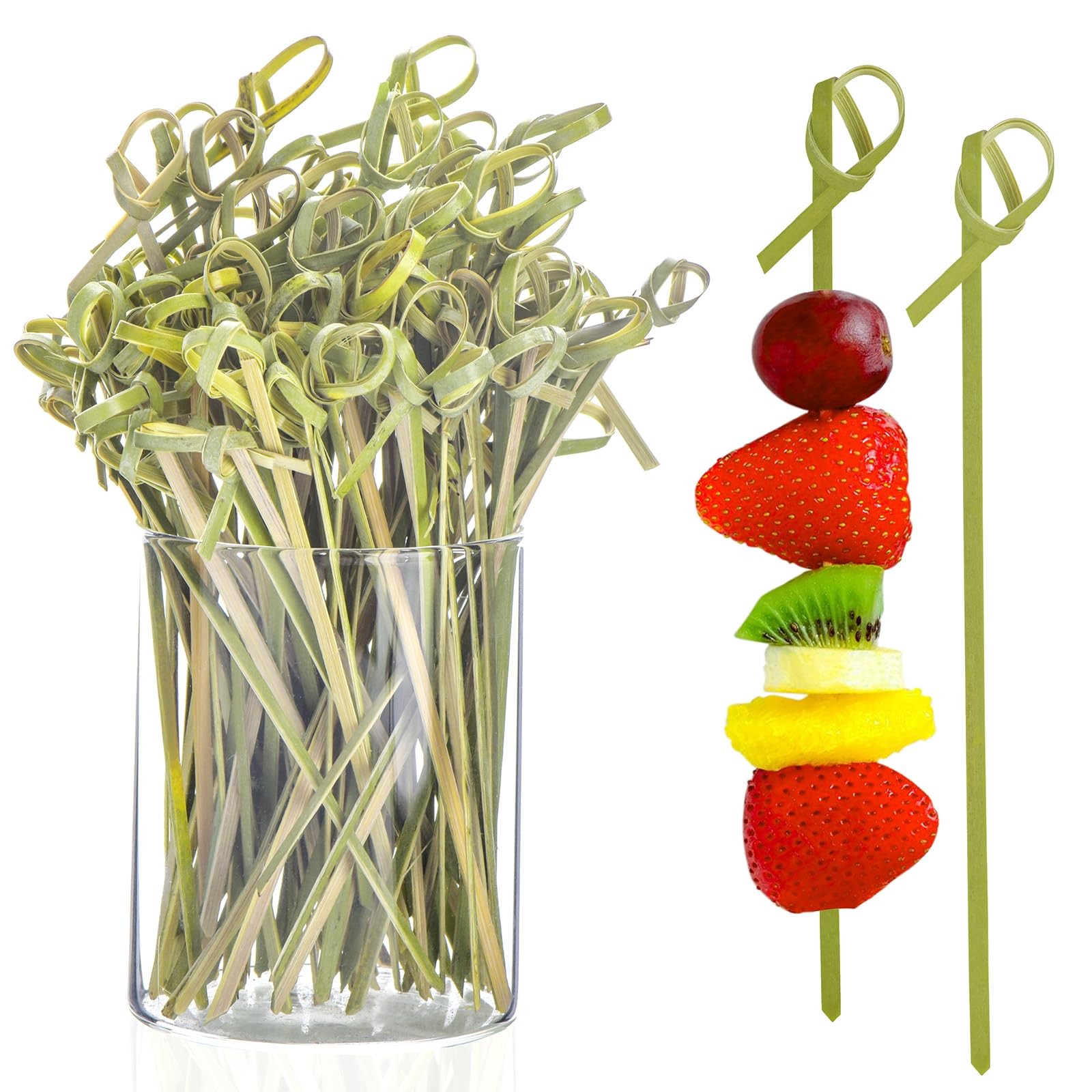JtmyAota 100 Pack Bamboo Skewers for Appetizers, 4.7 Inch Natural Bamboo Cock…