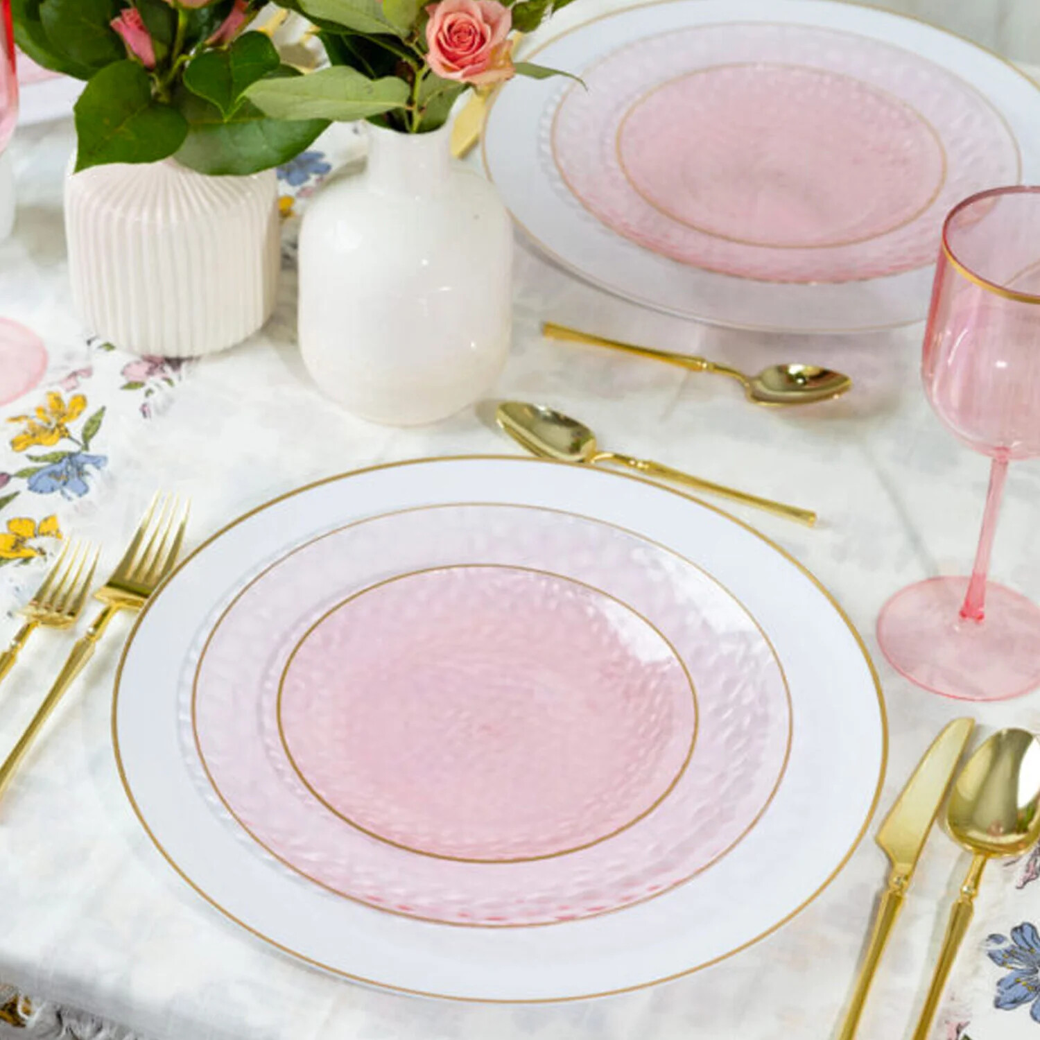 Organic Hammered Gold Rim Plates For Party and Weddings