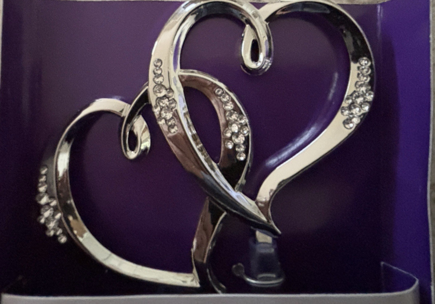 WILTON Double Heart Jeweled Silver Picks for Cake TopperDecorations #1006-985