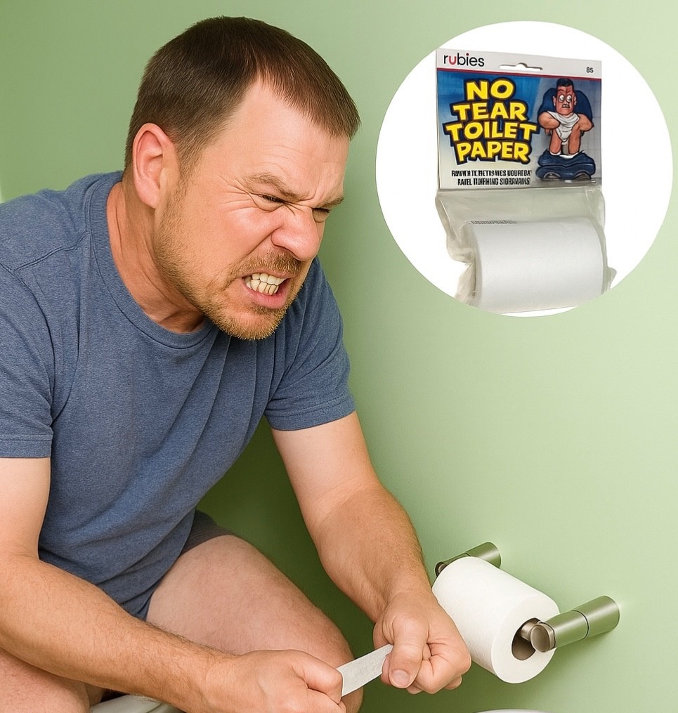 FAKE TOILET PAPER ROLL No Tear Non Rip Joke Prank Gag Gift Funny Bathroom Humor