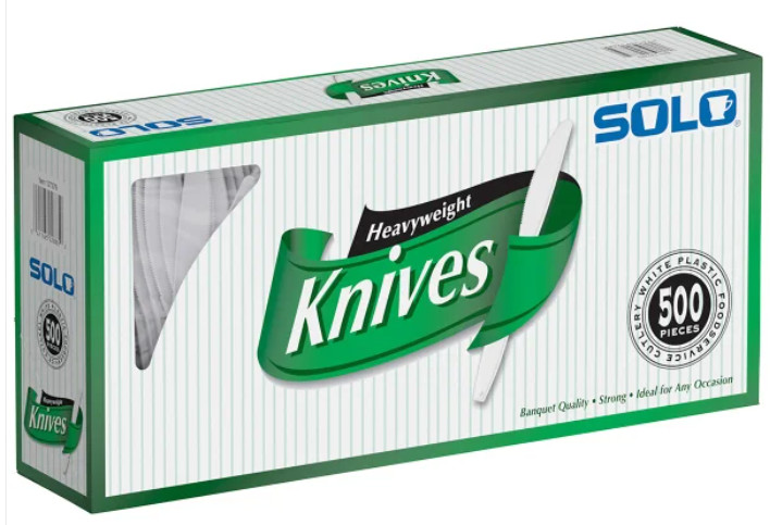 Solo Heavyweight Plastic Knife, White, 500-count
