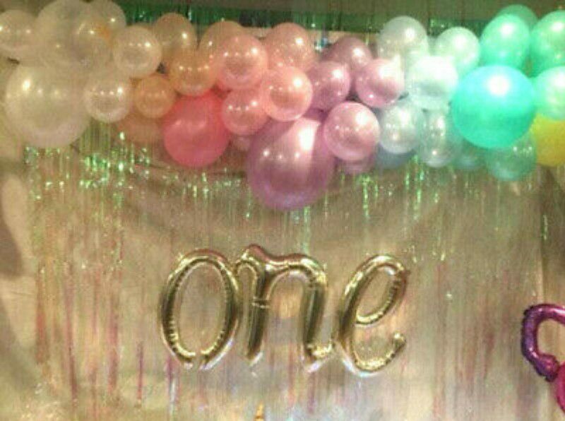 114:16ft ONE 1st Birthday BALLOON SET PASTEL Arch Garland, RAINBOW UNICORN PARTY