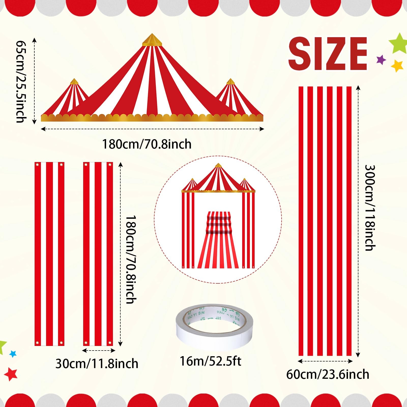 4 Pcs Carnival Circus Tent Decorations Carnival Entryway Door Party Decor Awn