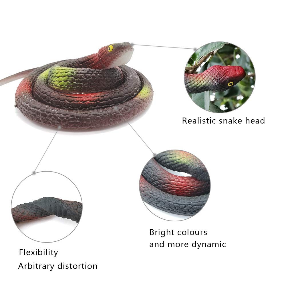 Lechay Rubber Snakes to Keep Birds Away,4 Pieces 29 Inch Realistic Rubber Sna…