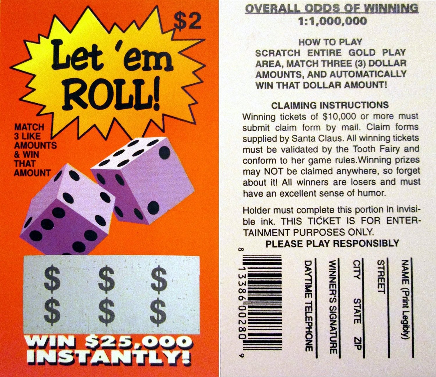 4 PHONY FAKE ALL WINNING SCRATCH OFF LOTTO LOTTERY TICKETS – Fun Gag Joke Prank