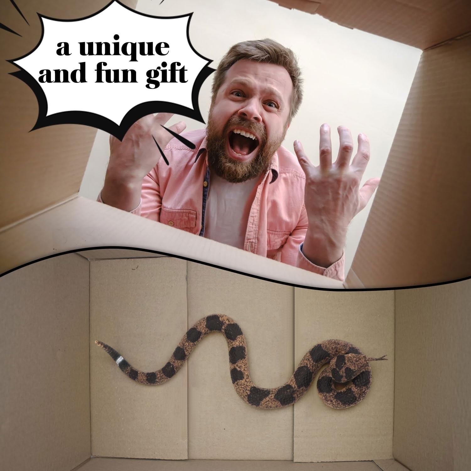 Rattle Snake Prank with String Clip, Rattlesnake Fake Snake on a String Prank, R