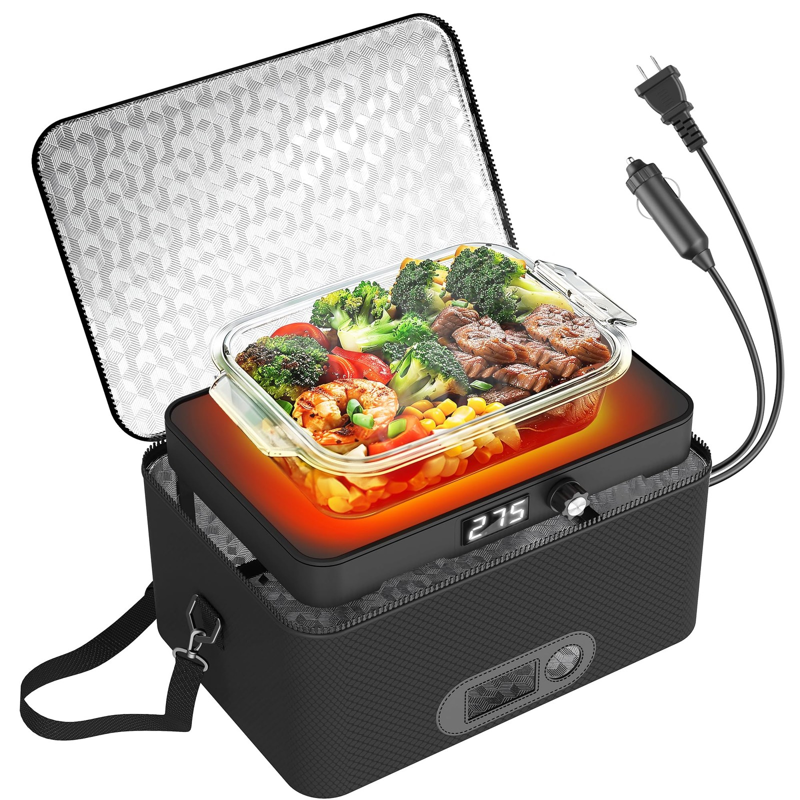 Portable Oven, 12V 24V 110V-240V Car Food Warmer Portable Personal Mini Oven Ele
