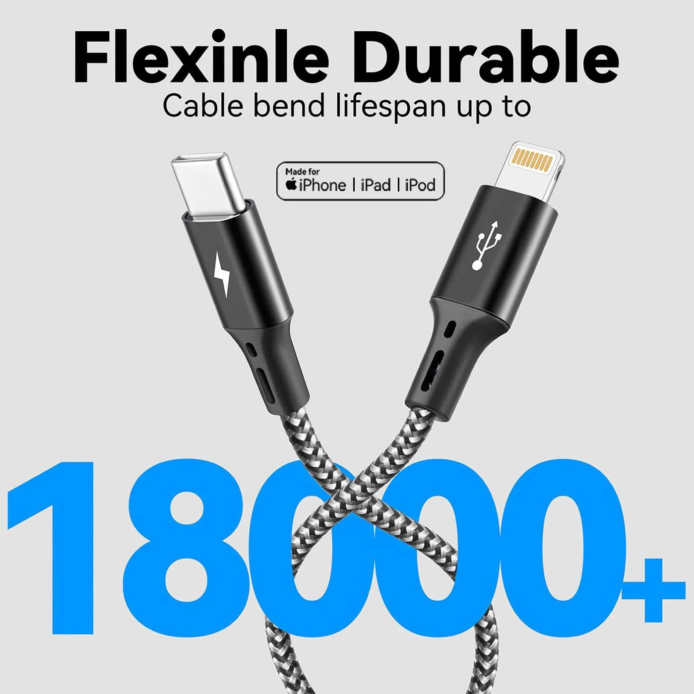 3 in 1 Multiple Charging Cord, Braided Multi Charger Cable USBC Charging