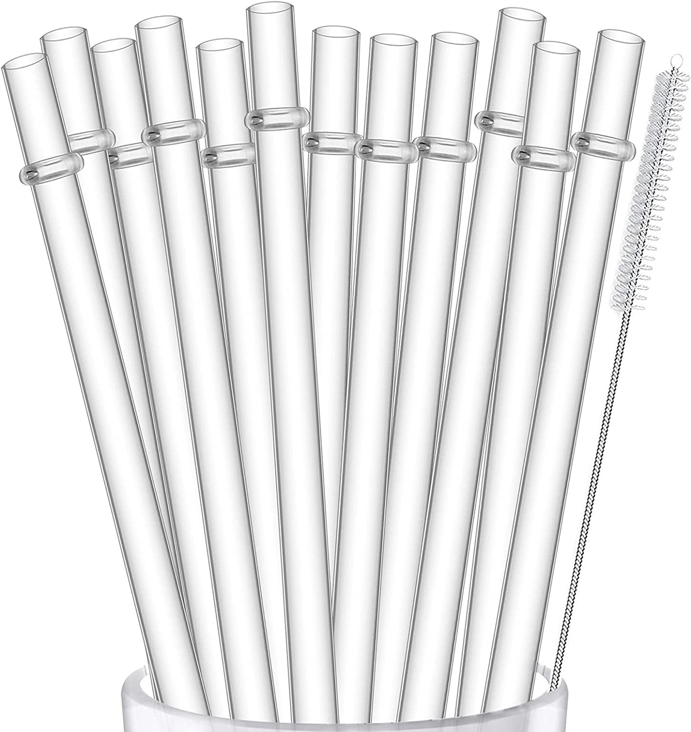 ALINK 12-Pack Reusable Plastic Clear Straws, 13 Inch Extra Long Tumbler Straws f