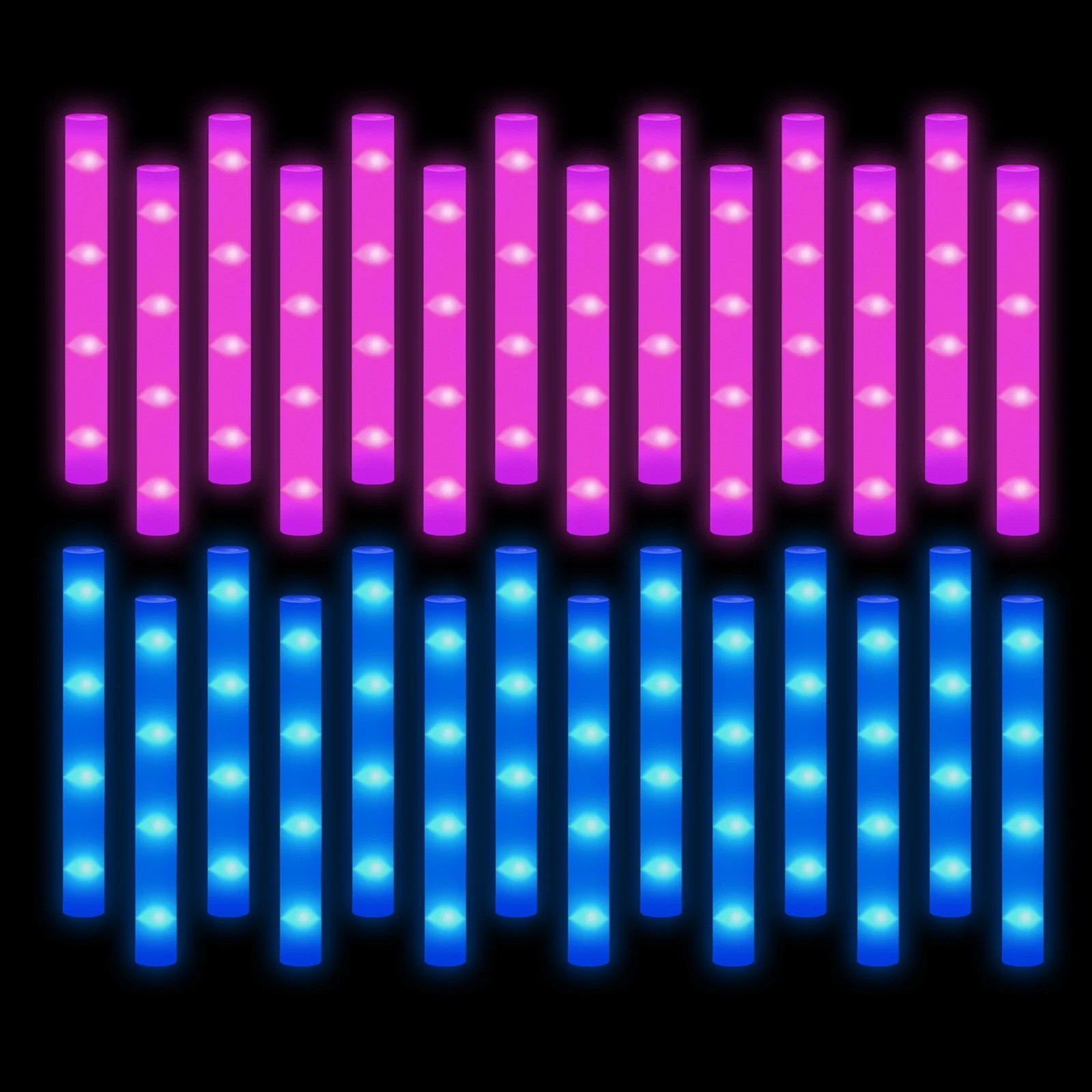 100-800Pcs LED Glow Sticks Bulk RGB Foam Light Up Concert Events Party Supplies