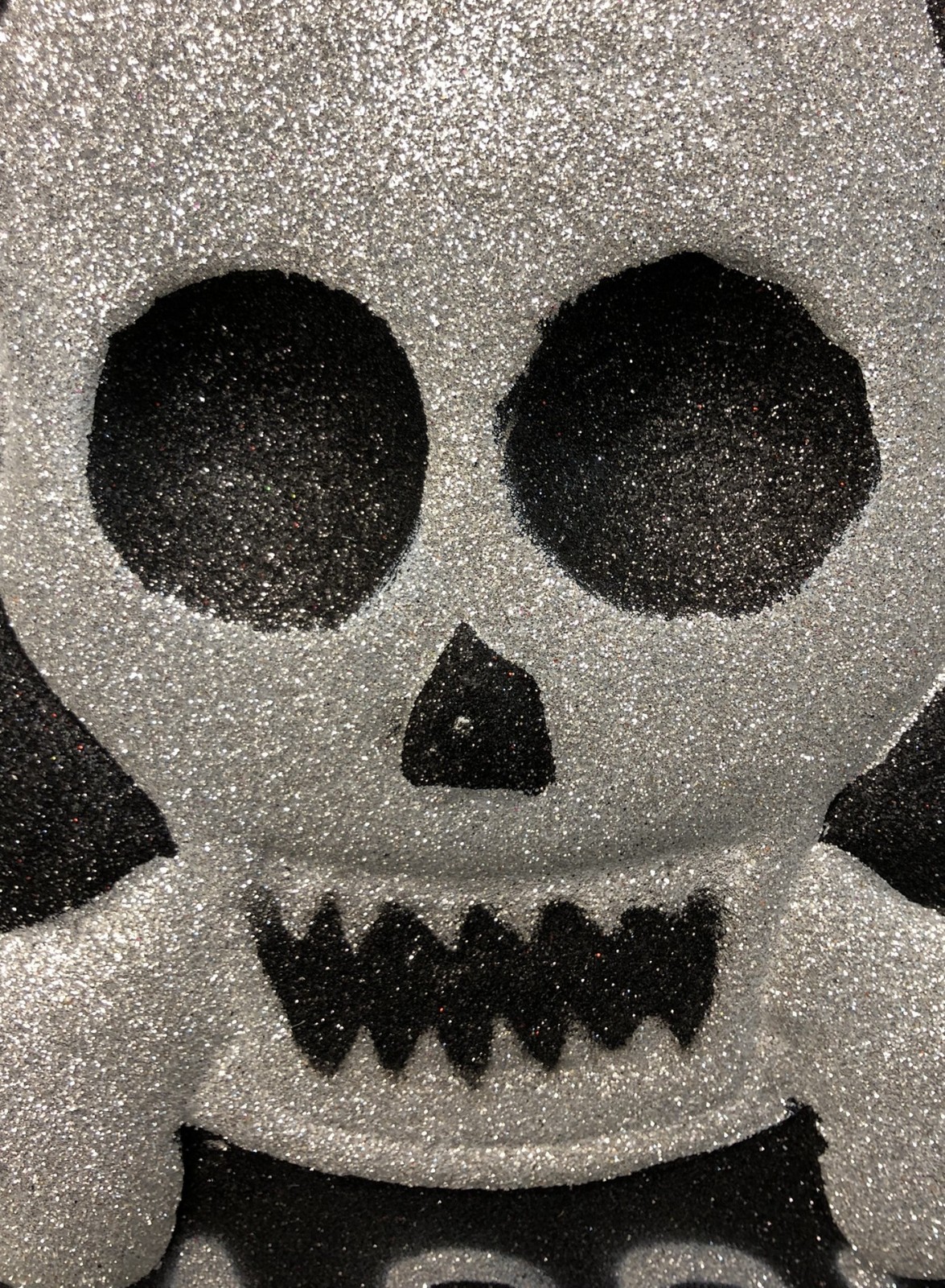 Happy Halloween Skull Glittered Metal Hanging Sign 41cm