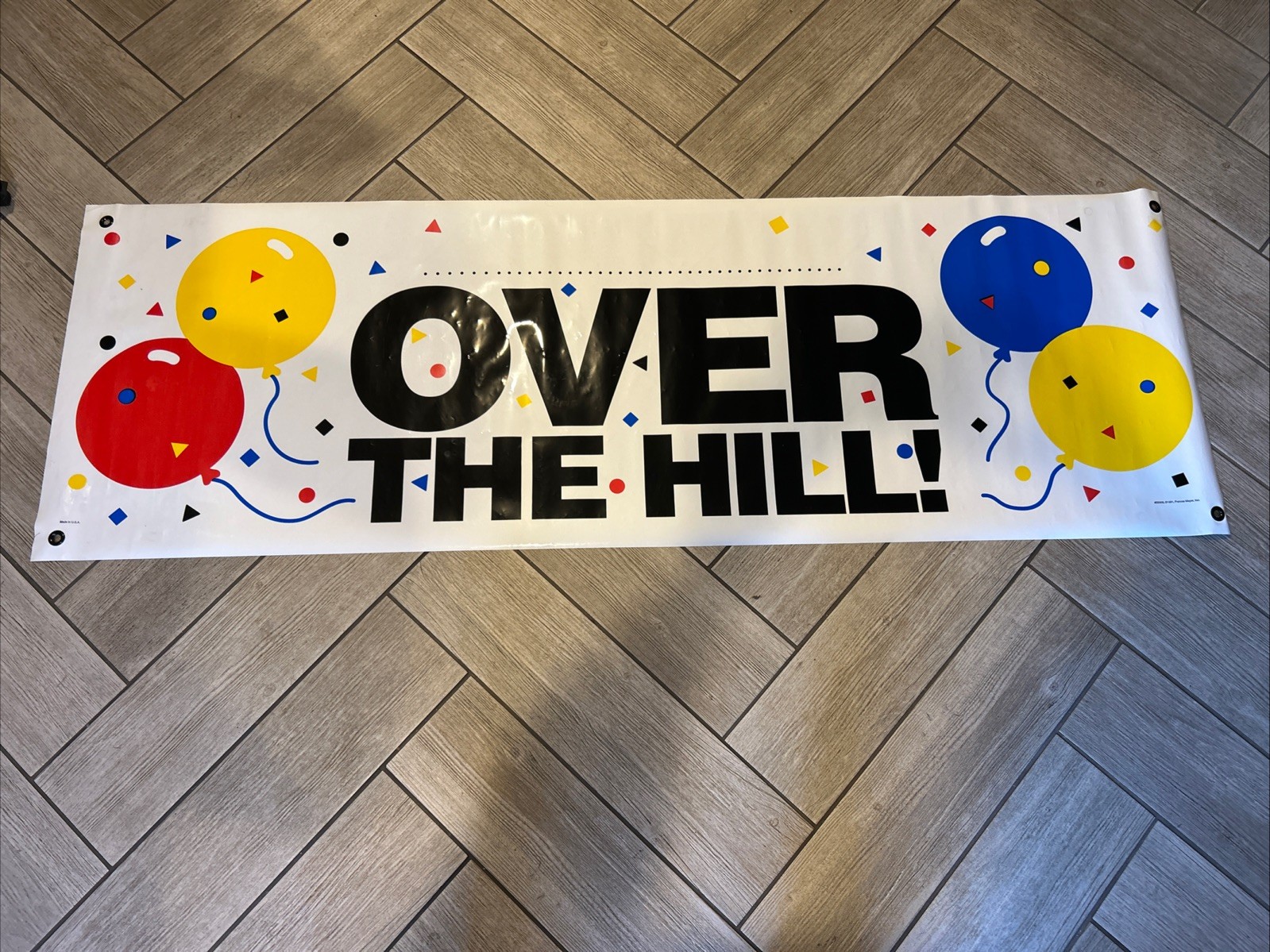 Giant Reusable Over The Hill Birthday Banner 21”x 63” Weather Resistant Sign