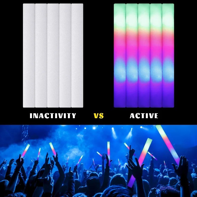 100-800Pcs LED Glow Sticks Bulk RGB Foam Light Up Concert Events Party Supplies