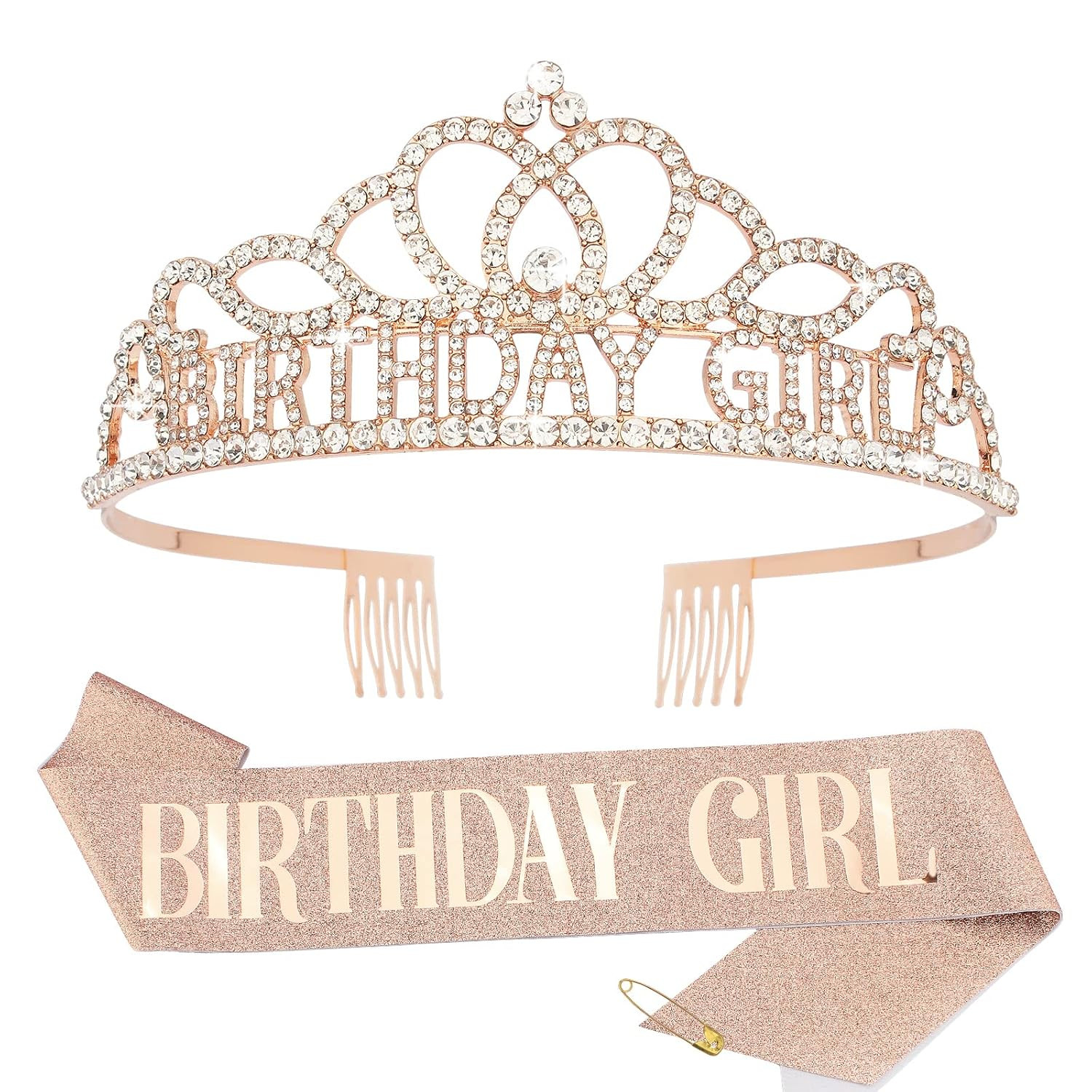 Birthday Crown and Sash Set, Birthday Decorations, Birthday Sash and Birthday Ti