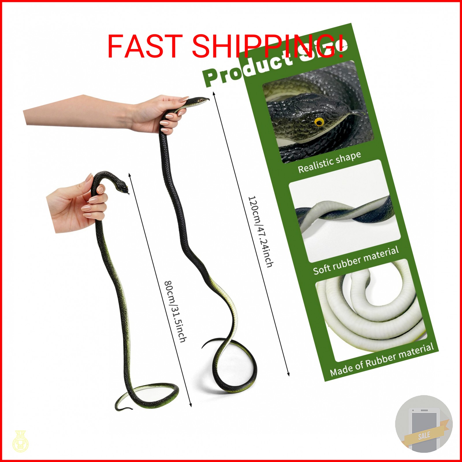 LRCXL 3 Pack Rubber Snakes Fake Snake, Realistic Large Snakes Toy Keep Birds Awa