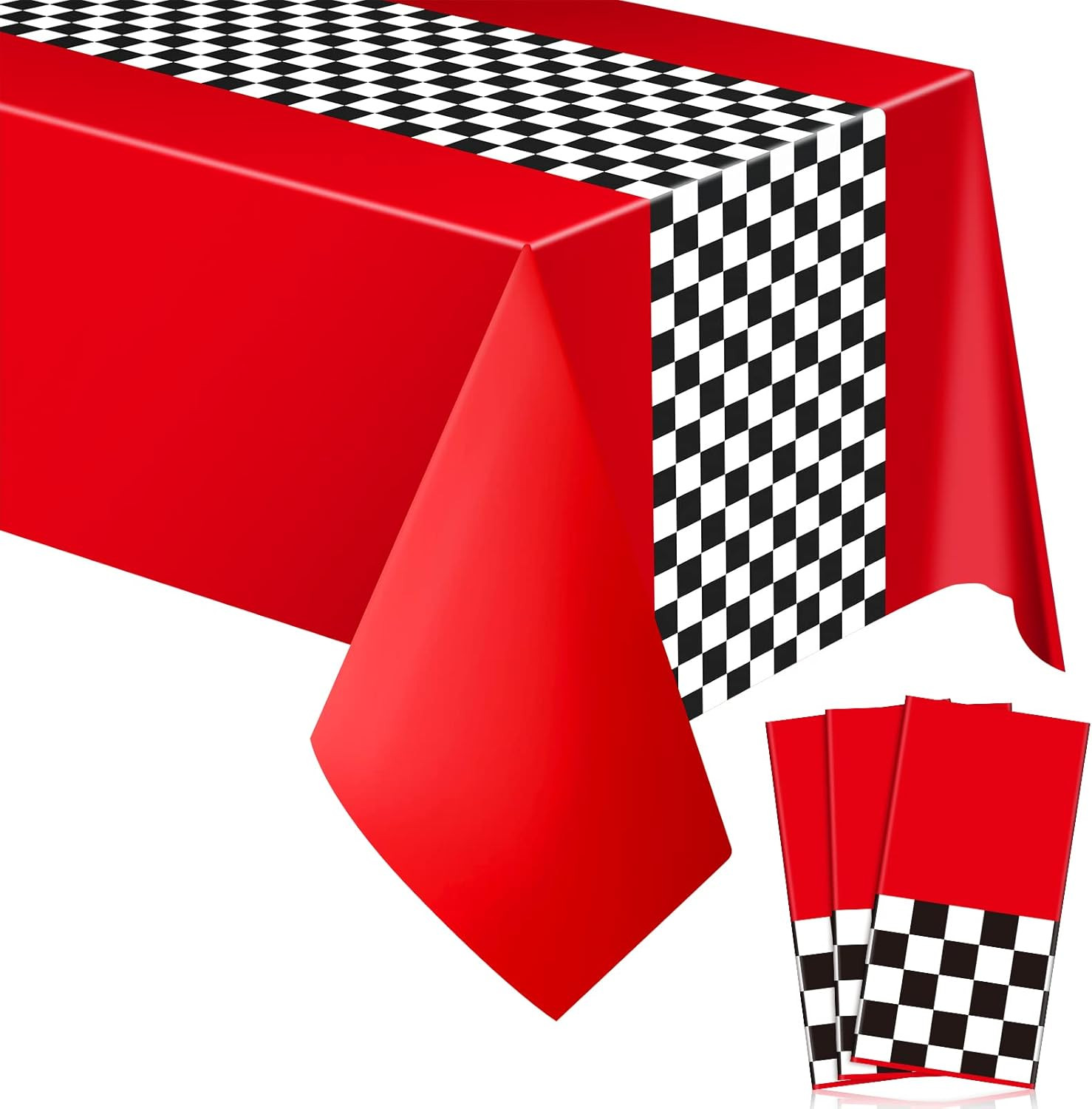 3 Sheets Car Birthday Party Supplies Racing Party Decorations 54 X 108 Inch Red