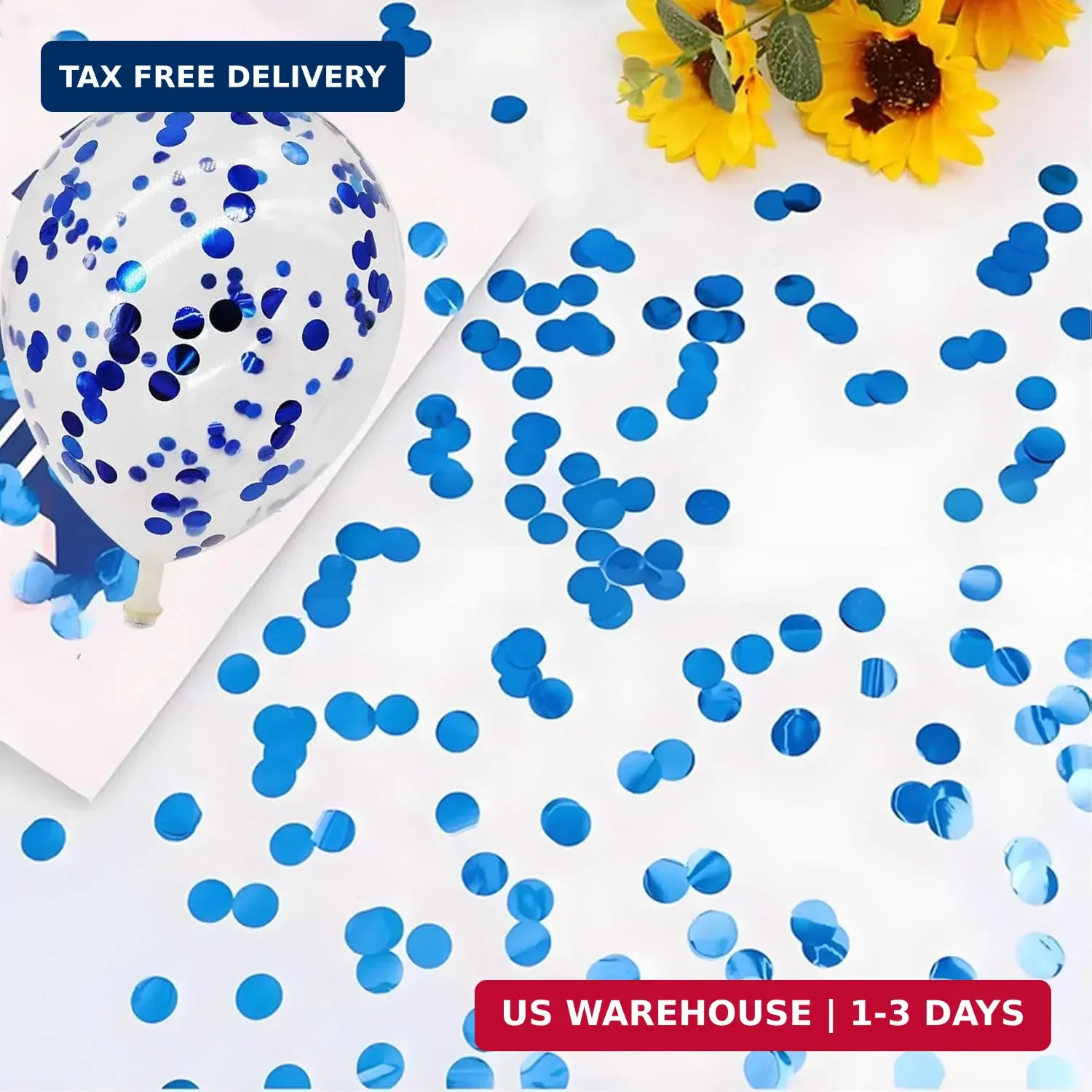 Blue Metallic Foil Confetti 8000 Pcs Shiny Round Table Confetti for Fill Balloon