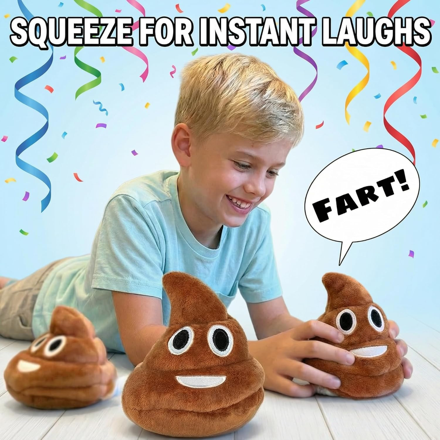 Funny Plush Poop Toy with 7 Fart Sounds – Hilarious Farting Poop Stuffy