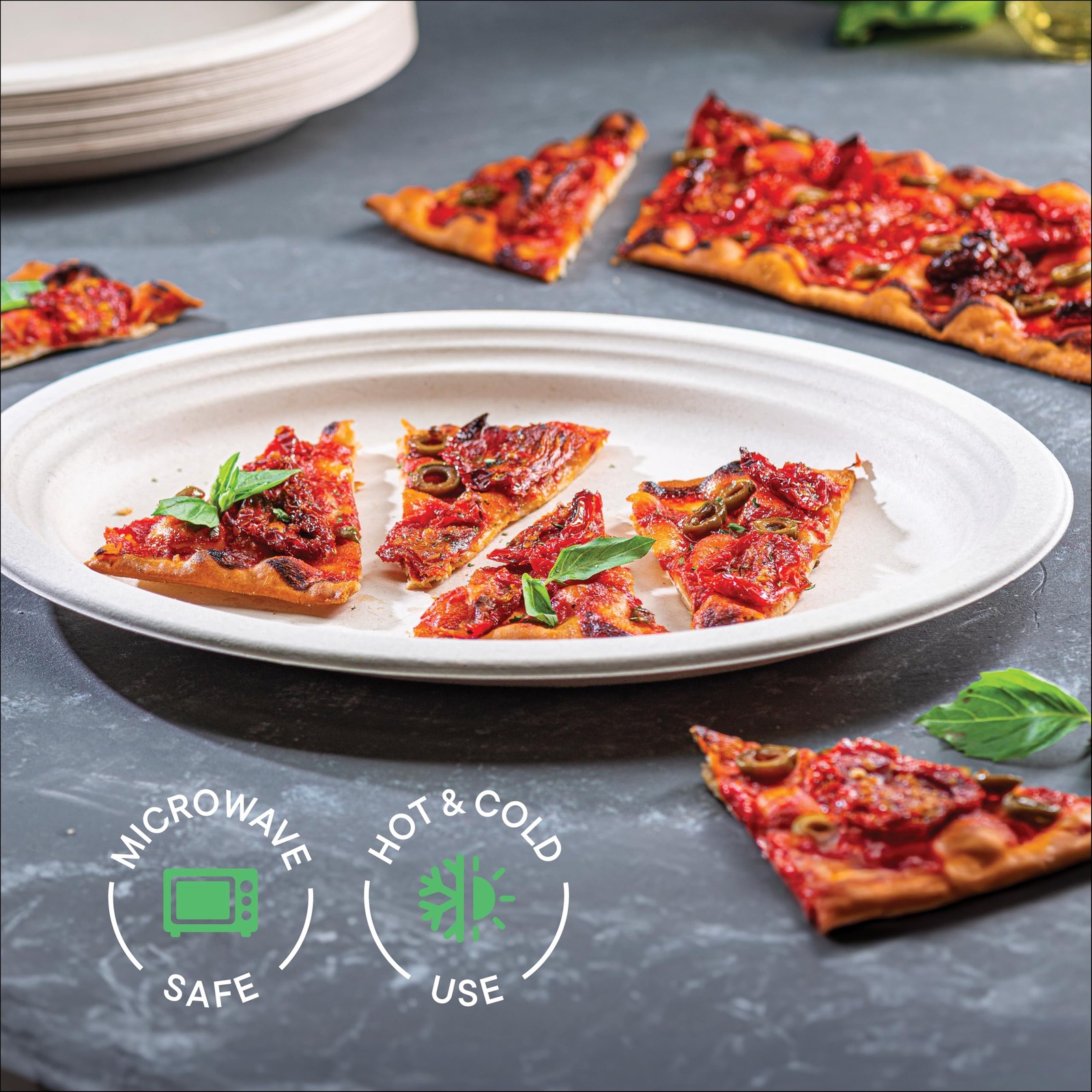 100% Compostable Oval Paper Plates [12.5 inch – 50-Pack] Large, Unbleached