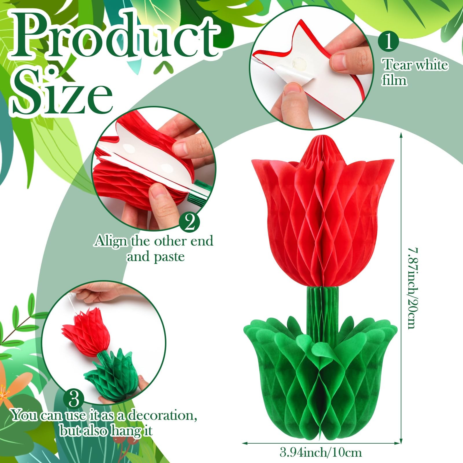 Spring Flower Honeycomb Centerpieces Tulip Table Decoration Party Supplie 10 PCS